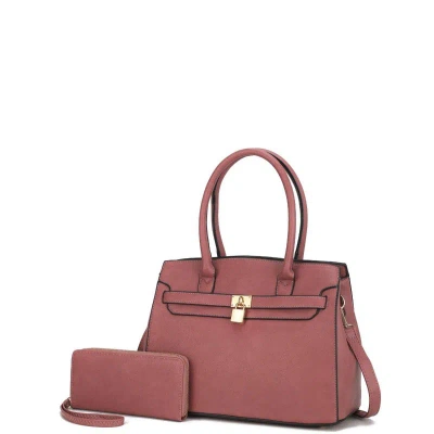 Mkf Collection By Mia K Bruna Satchel Bag With A Matching Wallet -2 Pieces Set In Pink