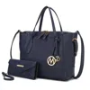 Mkf Collection By Mia K Bruna Women's Tote Bag With Wallet Set By Mia K In Blue