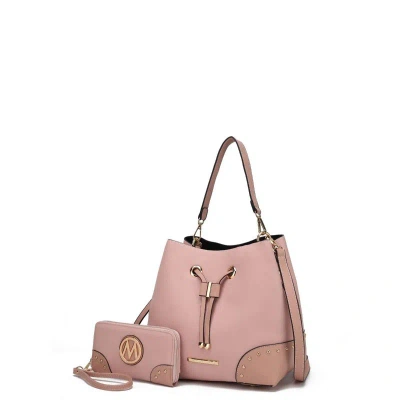 Mkf Collection By Mia K Candice Color Block Bucket Bag With Matching Wallet In Pink