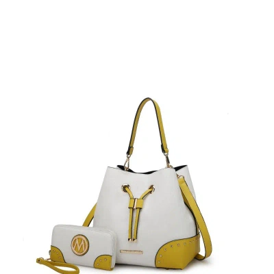 Mkf Collection By Mia K Candice Color Block Bucket Bag With Matching Wallet In Yellow