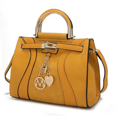 Mkf Collection By Mia K Cassia Vegan Leather Medium Satchel Handbag In Yellow