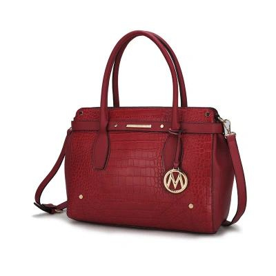 Mkf Collection By Mia K Catarina Vegan Crocodile Leather Satchel Handbag In Red