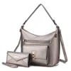 Mkf Collection By Mia K Clara Vegan Leather Women's Shoulder Bag With Wristlet Wallet- 2 Pieces In Silver