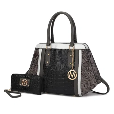 Mkf Collection By Mia K Daisy 2 Pcs Croco Satchel Bag & Wallet In Pink
