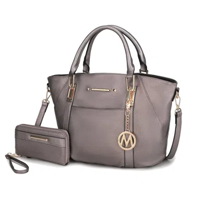Mkf Collection By Mia K Darielle Satchel Handbag With Wallet In Silver