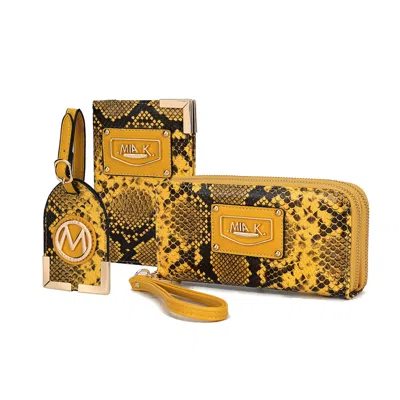 Mkf Collection By Mia K Darla Snake Travel Gift For Women Set - 3 Pieces In Yellow