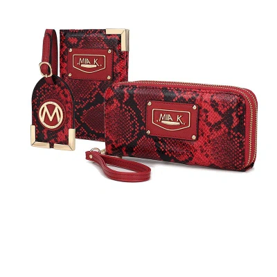 Mkf Collection By Mia K Darla Snake Travel Gift For Women Set – 3 Pieces By Mia K In Red