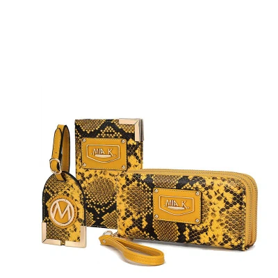 Mkf Collection By Mia K Darla Snake Travel Gift For Women Set – 3 Pieces By Mia K In Yellow