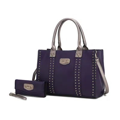 Mkf Collection By Mia K Davina Vegan Leather Women's Tote Bag With Wallet In Purple