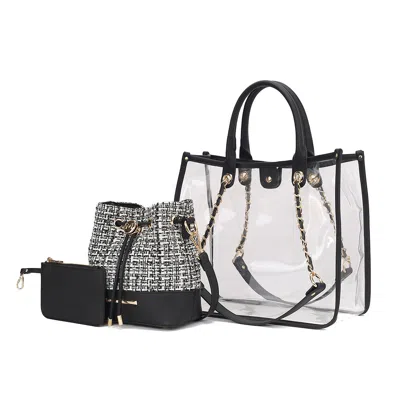 Mkf Collection By Mia K Diva Pvc Tote Bag With Tweed Bucket Bag And Small Pouch Purse By Mia K