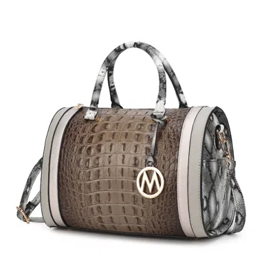 Mkf Collection By Mia K Eleanor Faux Crocodile-embossed Vegan Leather Women's Satchel In Grey