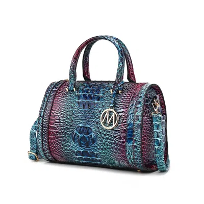 Mkf Collection By Mia K Eleanor Gradient Rainbow Faux Crocodile-embossed Vegan Leather Women's Satchel By Mia K In Multi