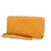 Mkf Collection By Mia K Ellie Genuine Leather Flower-embossed Women's Wristlet Wallet By Mia K. In Orange