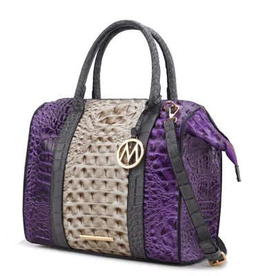 Mkf Collection By Mia K Ember Faux Crocodile-embossed Vegan Leather Women's Large Satchel Handbag In Purple