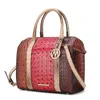 Mkf Collection By Mia K Ember Faux Crocodile-embossed Vegan Leather Women's Large Satchel Handbag In Red