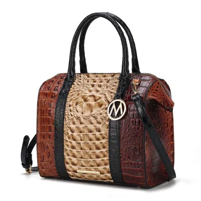 Mkf Collection By Mia K Ember Faux Crocodile-embossed Vegan Leather Women's Large Satchel Handbag In White