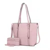 Mkf Collection By Mia K Emery Vegan Leather Women's Tote Bag With Wallet - 2 Pieces In Pink