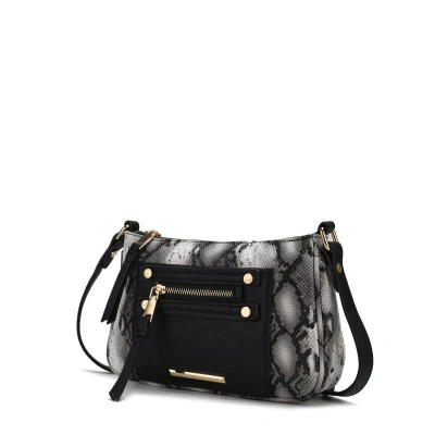 Mkf Collection By Mia K Essie Snake Embossed Vegan Leather Crossbody In Black