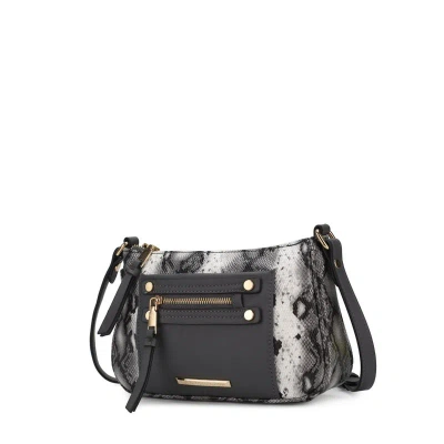Mkf Collection By Mia K Essie Snake Embossed Vegan Leather Crossbody In Grey