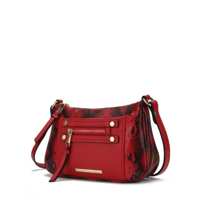 Mkf Collection By Mia K Essie Snake Embossed Vegan Leather Crossbody In Red