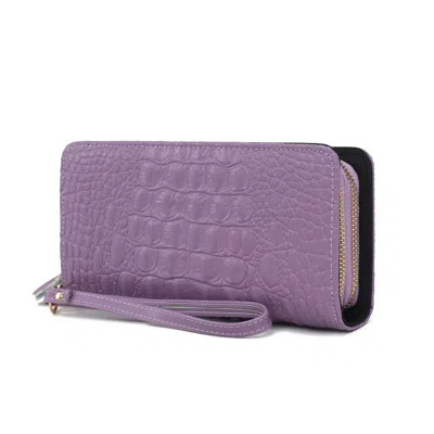 Mkf Collection By Mia K Eve Genuine Leather Croc Women's Wristlet Wallet By Mia K In Purple