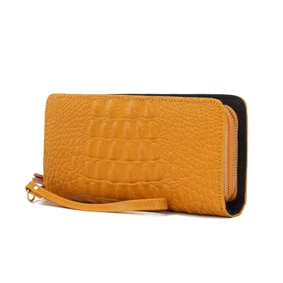 Mkf Collection By Mia K Eve Genuine Leather Croc Women's Wristlet Wallet By Mia K In Yellow