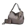 Mkf Collection By Mia K Fabienne Hobo Handbag With Wallet In Silver