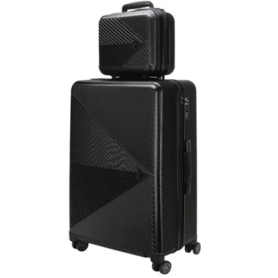 Mkf Collection By Mia K Felicity Carry-on Hardside Spinner And Cosmetic Case Set 2 Pieces In Black