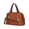 Mkf Collection By Mia K Francis Tote Vegan Leather Flowers Bag For Women With Decorative M Keychain In Brown