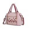 Mkf Collection By Mia K Francis Tote Vegan Leather Flowers Bag For Women With Decorative M Keychain In Gold