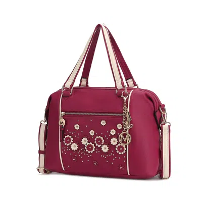 Mkf Collection By Mia K Francis Tote Vegan Leather Flowers Bag For Women With Decorative M Keychain In White
