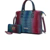 Mkf Collection By Mia K Frankie Gradient Croco Shoulder Bag And Wallet Set In Blue