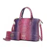 Mkf Collection By Mia K Frankie Gradient Croco Shoulder Bag And Wallet Set In Purple