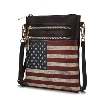 Mkf Collection By Mia K Genesis Printed Flag Vegan Leather Women's Crossbody Bag In Gold