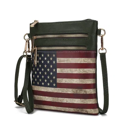 Mkf Collection By Mia K Genesis Printed Flag Vegan Leather Women's Crossbody Bag In Green