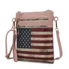 Mkf Collection By Mia K Genesis Printed Flag Vegan Leather Women's Crossbody Bag In Pink