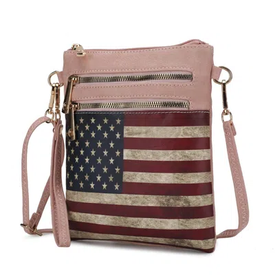 Mkf Collection By Mia K Genesis Printed Flag Vegan Leather Women's Crossbody Bag In Pink