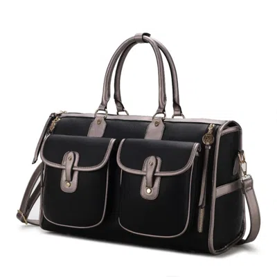 Mkf Collection By Mia K Genevieve Color Block Vegan Leather Women's Duffle Bag In Silver
