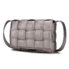 Mkf Collection By Mia K Ginger Woven Vegan Leather Women's Shoulder Bag In Silver