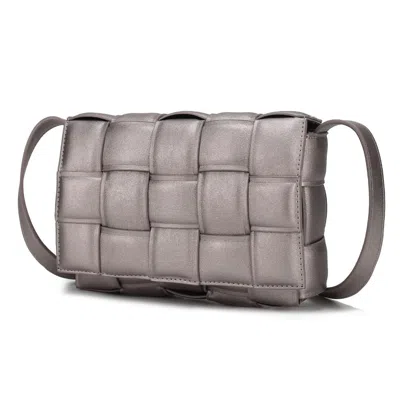Mkf Collection By Mia K Ginger Woven Vegan Leather Women's Shoulder Bag In Silver