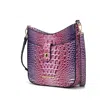 Mkf Collection By Mia K Giovana Gradient Rainbow Faux Crocodile-embossed Vegan Leather Women's Crossbody Bag By Mia K In Pink