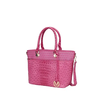 Mkf Collection By Mia K Grace Signature And Croc Embossed Tote Handbag In Pink