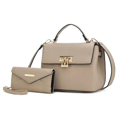 Mkf Collection By Mia K Hadley Vegan Leather Women's Satchel Bag With Wristlet Wallet- 2 Pieces In Yellow