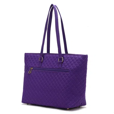 Mkf Collection By Mia K Hallie Solid Quilted Cotton Women's Tote Bag By Mia K. In Purple