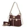 Mkf Collection By Mia K Harper Nylon Hobo Shoulder Handbag With Matching Wallet - 2 Pieces In Brown