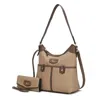 Mkf Collection By Mia K Harper Nylon Hobo Shoulder Handbag With Matching Wallet - 2 Pieces In Grey