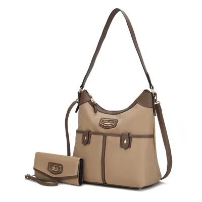 Mkf Collection By Mia K Harper Nylon Hobo Shoulder Handbag With Matching Wallet - 2 Pieces In Grey