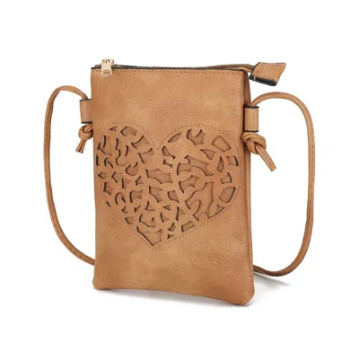Mkf Collection By Mia K Heartly Vegan Leather Small Crossbody Handbag In Brown
