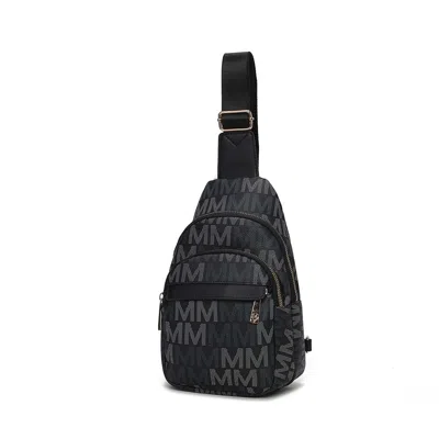 Mkf Collection By Mia K Helaena M Logo Printed Vegan Leather Women's Sling Bag By Mia K In Black