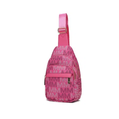 Mkf Collection By Mia K Helaena M Logo Printed Vegan Leather Women's Sling Bag By Mia K In Pink
